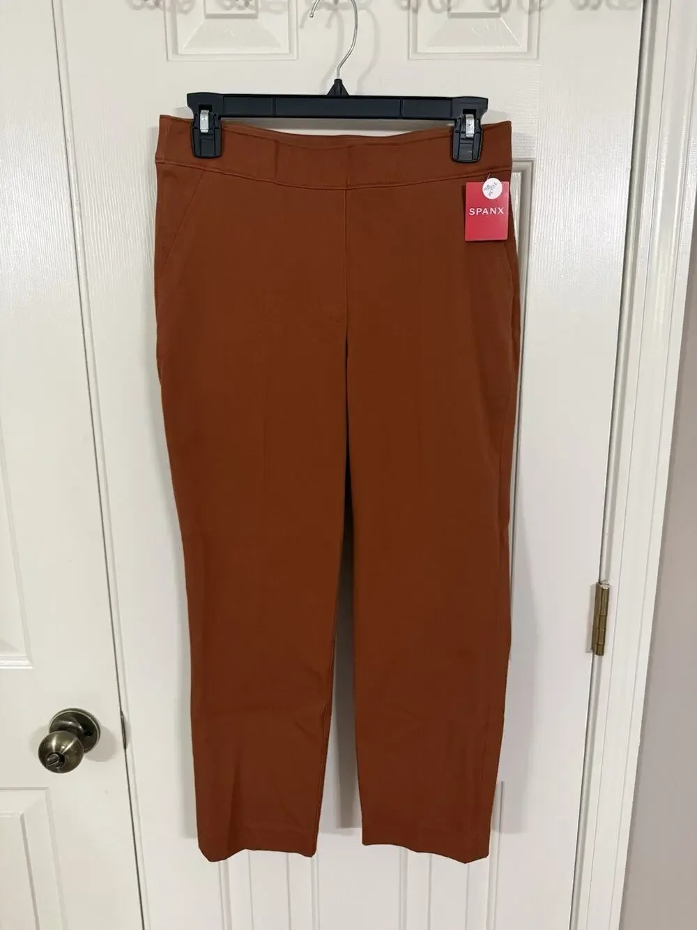 NWT Spanx Women's On-the-Go Ankle Slim Straight Pant Bronze Glow M Medium Petite